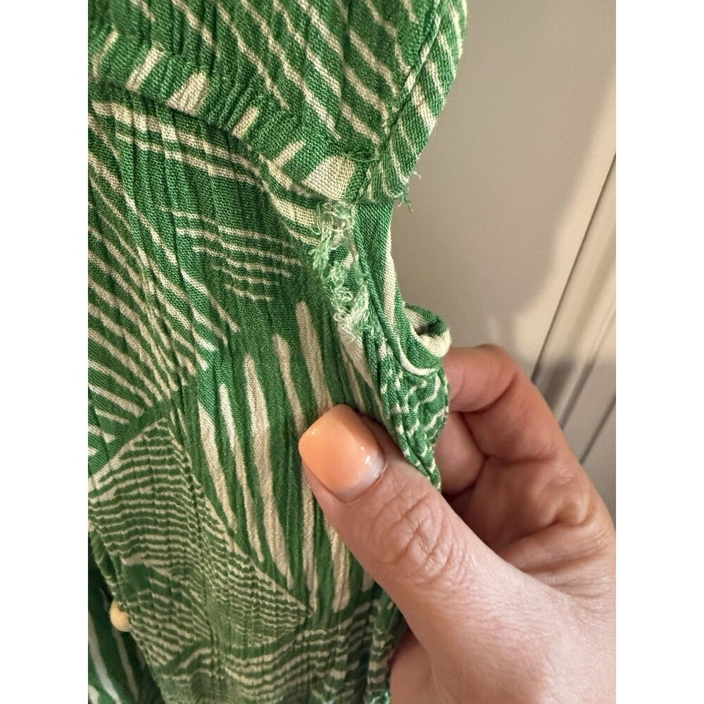 Band of the free Paita Jumpsuit Green White Striped M Sleeveless Pockets V-Neck - Picture 7 of 7